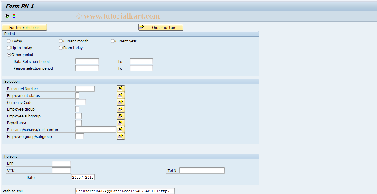 SAP TCode HRPAYUA1PN - Form PN1