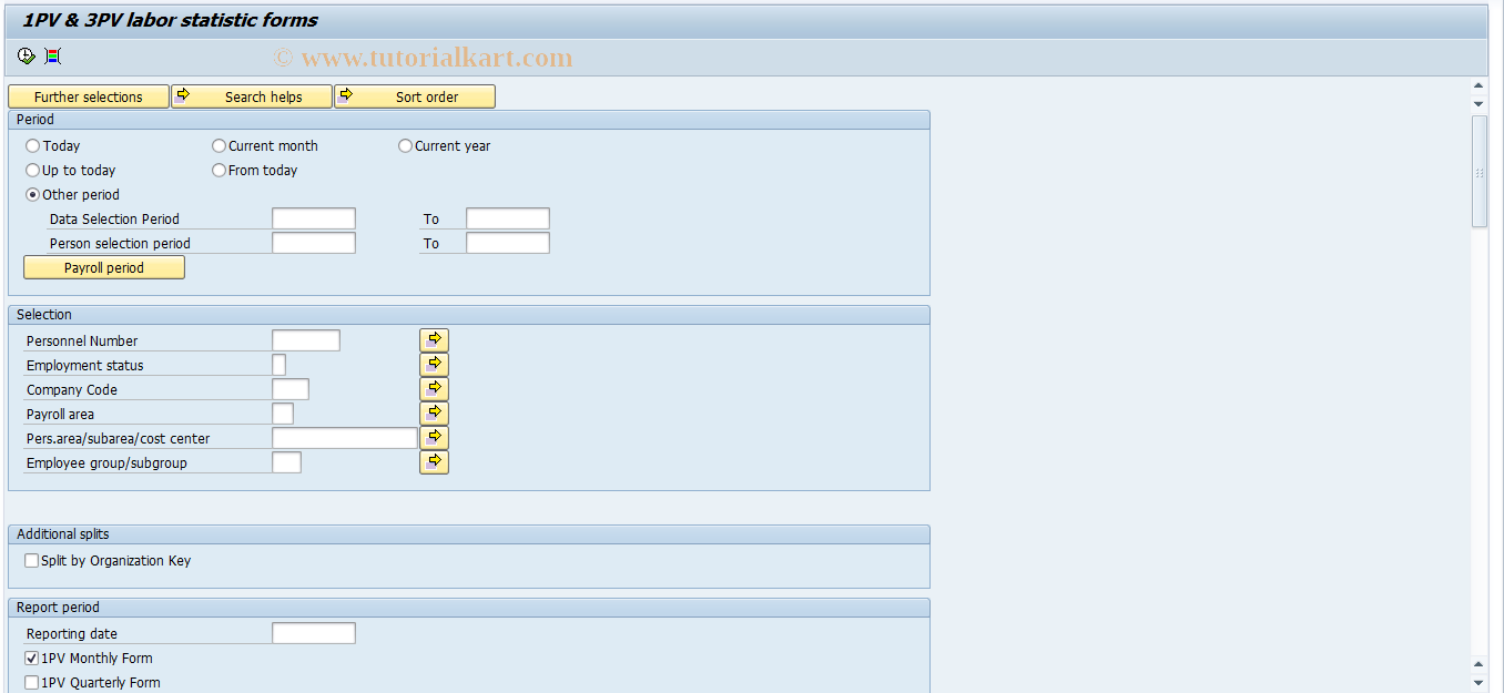 SAP TCode HRPAYUA1PV - Forms 1PV, 3PV