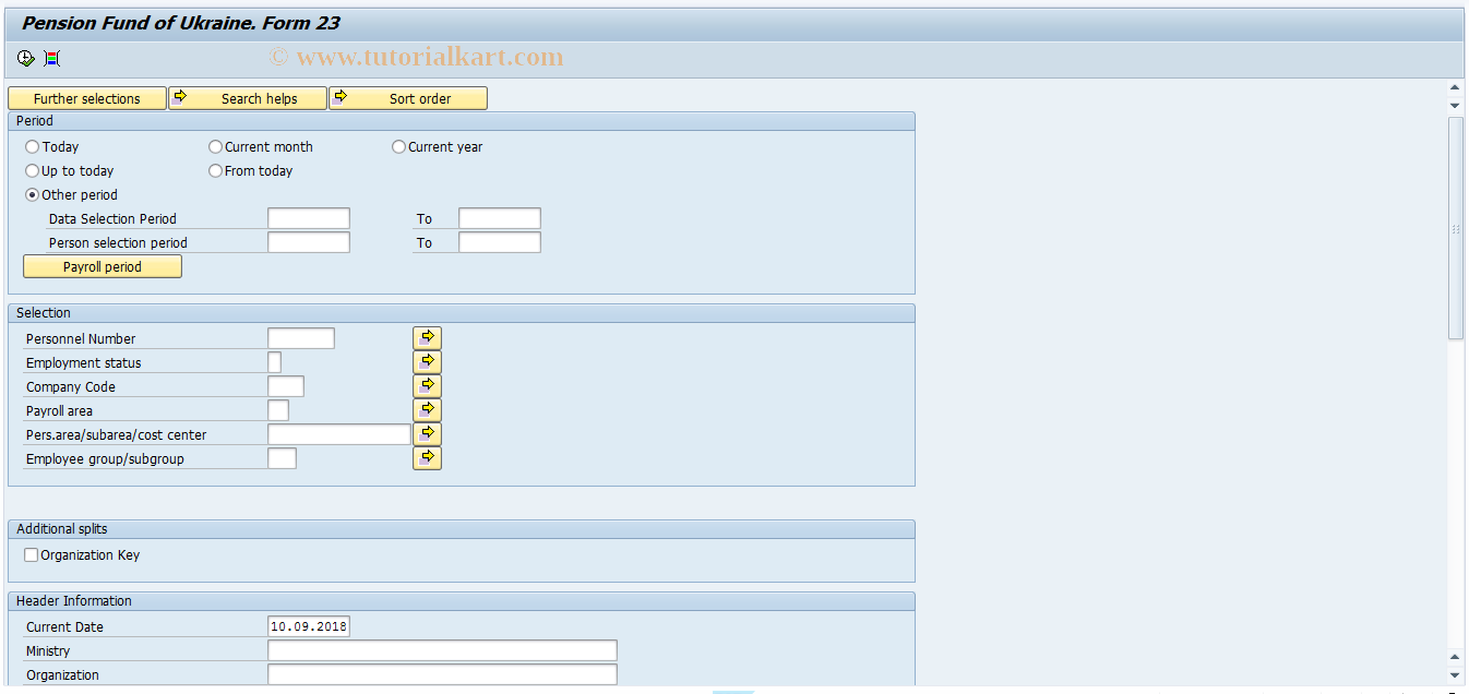 SAP TCode HRPAYUA22 - Pension Fund. Form 23