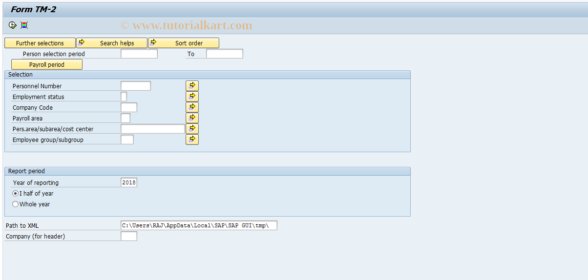 SAP TCode HRPAYUA2TM - Form 2-TM