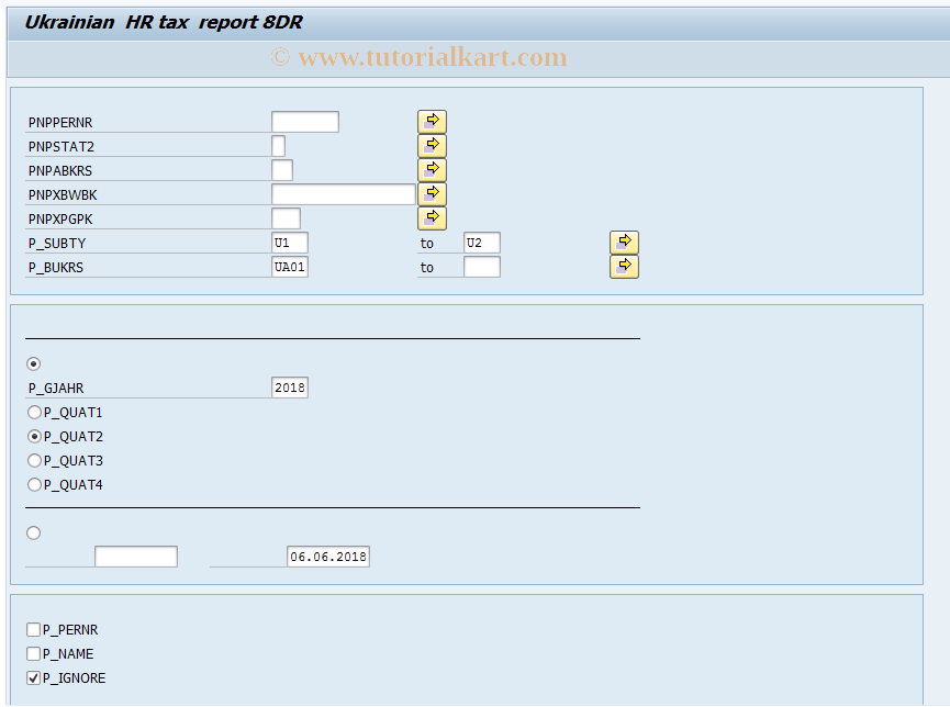 SAP TCode HRPAYUA8DR - 8DR Tax Form
