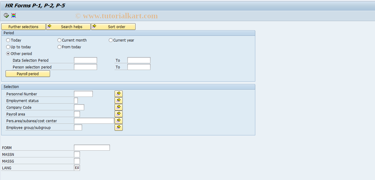 SAP TCode HRPAYUAP1 - Form P-1