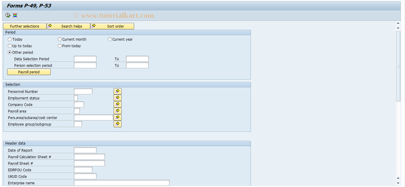 SAP TCode HRPAYUAP49 - Payroll sheet Form P49