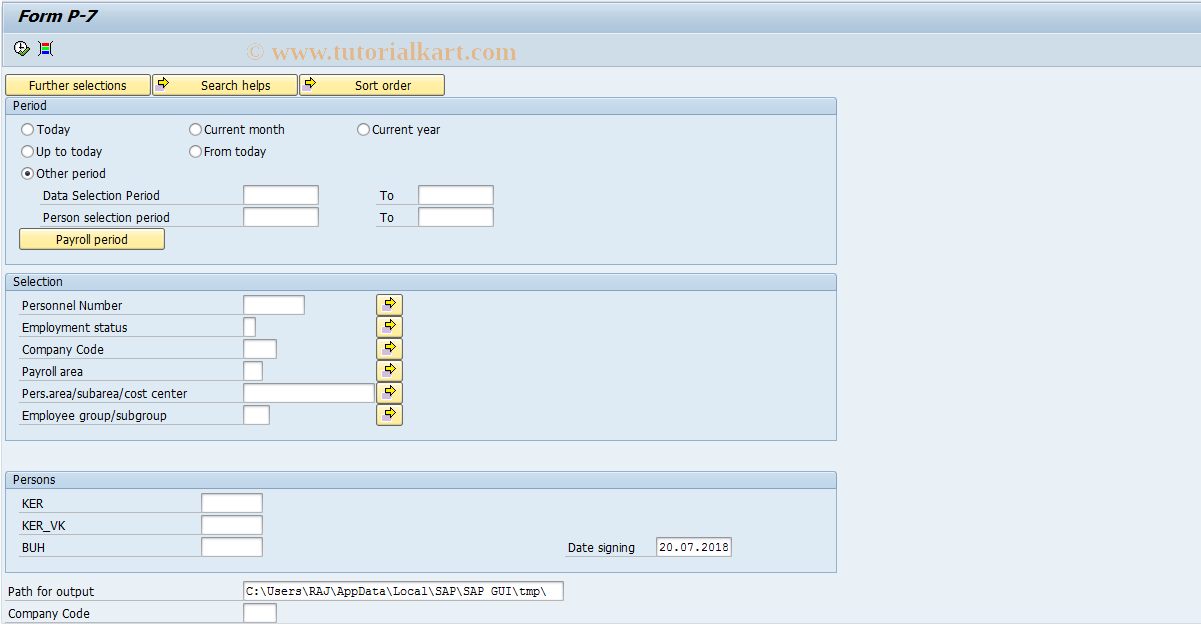 SAP TCode HRPAYUAP7 - Form P-7