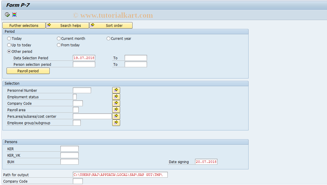 SAP TCode HRPAYUAP8 - Form P-7