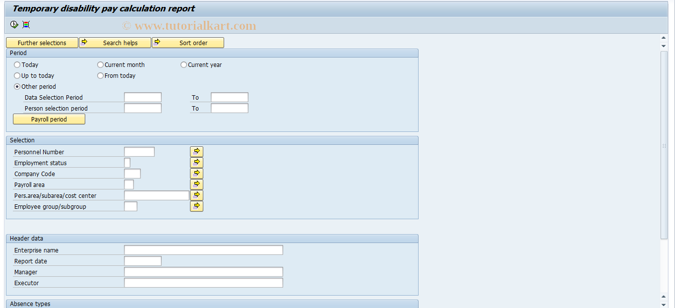 SAP TCode HRPAYUASLV - Temporary disability pay calculation