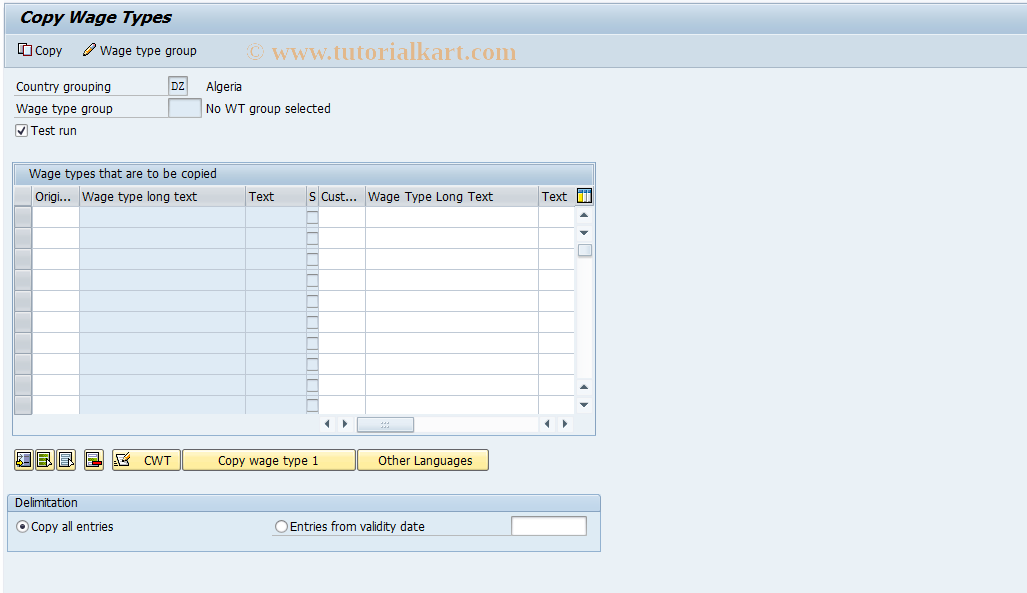 SAP TCode HRPAYUN_OH11 - NPO: wage type maintenance