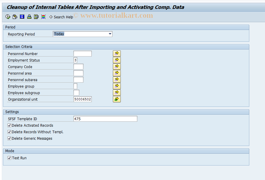 SAP TCode HRSFI_COMP_CLN_IMP - Compensation Data Import Cleanup