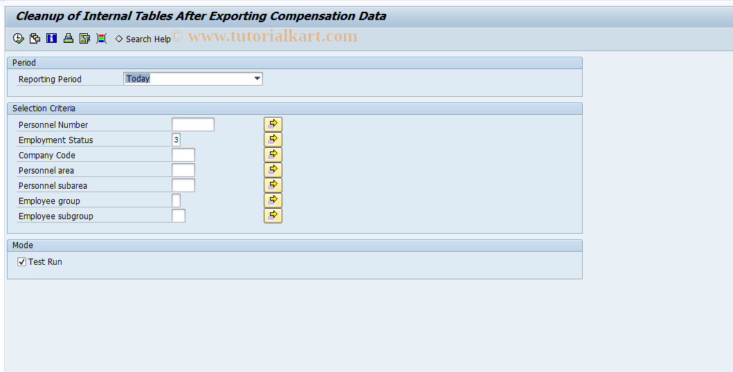 SAP TCode HRSFI_COMP_CLN_REPL - Compensation Data Export Cleanup