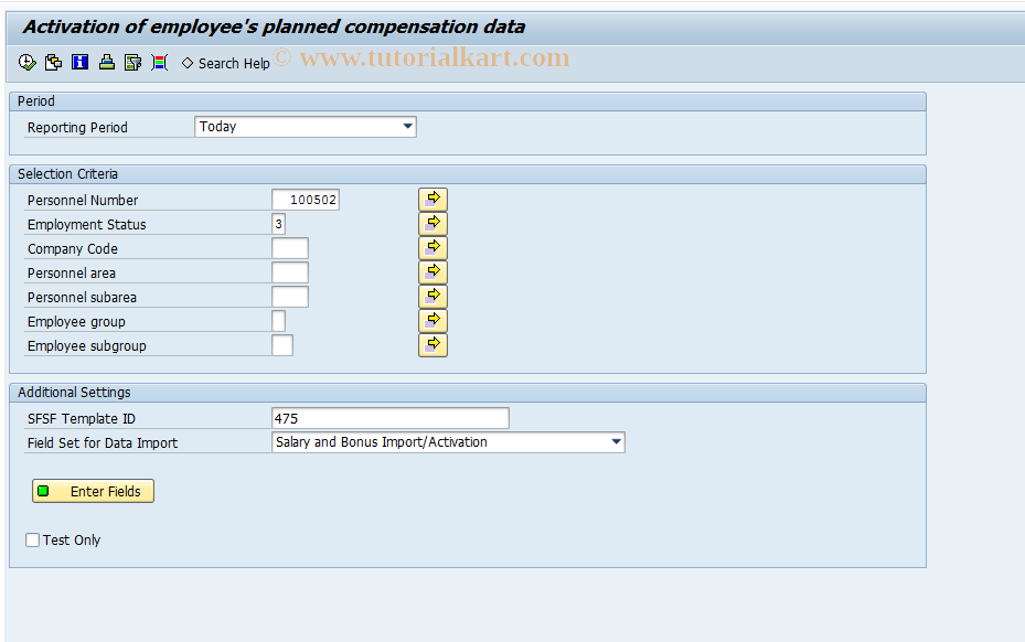 SAP TCode HRSFI_COMP_DATA_ACT - Compensation Data Activation