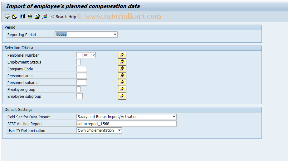 SAP TCode HRSFI_COMP_DATA_IMP - Compensation Data Import