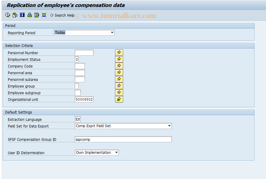 SAP TCode HRSFI_COMP_DATA_REPL - Compensation Data Replication