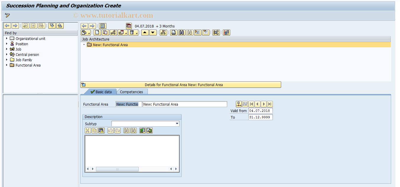 SAP TCode HRTMC_PPOC - Create Succession Planning and Organizational 