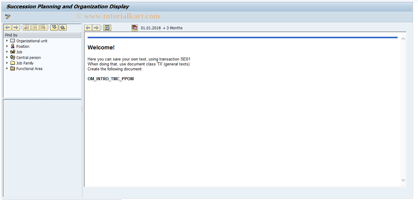 SAP TCode HRTMC_PPOS - Display Succession Planning and Organizational 