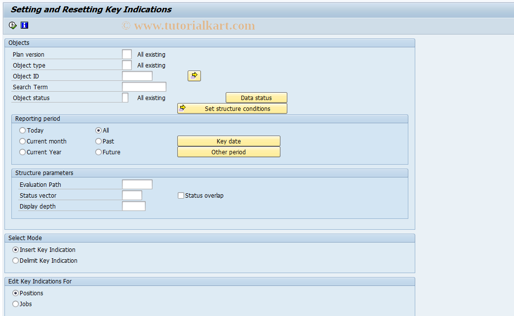 SAP TCode HRTMC_SET_KEY - Determine Key Positions