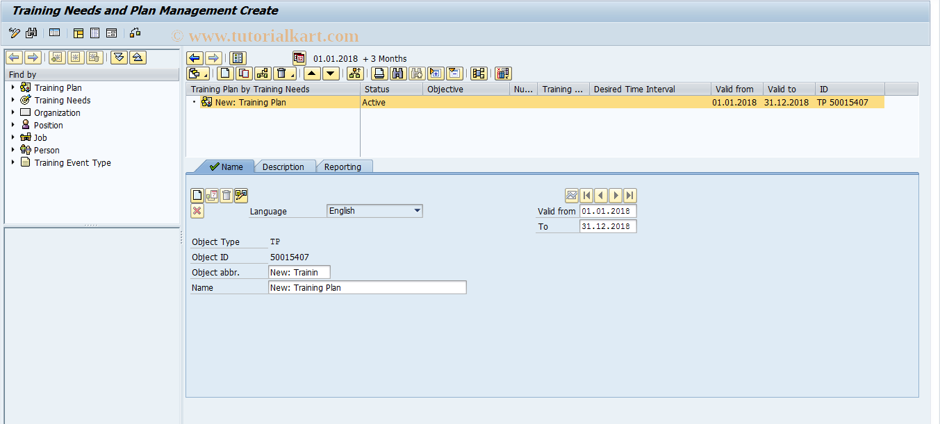 SAP TCode HRTNM00_REPCRE - TNM Transaction: Create Mode