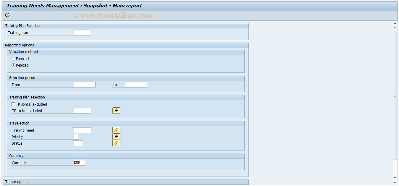 SAP TCode HRTNM00_SNAP - TNM Reporting : Snapshot (Obsolete)