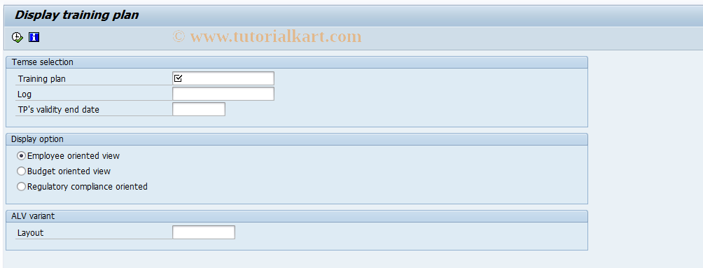 SAP TCode HRTNM00_SNAP_GUI - TNM Reporting: Display training plan