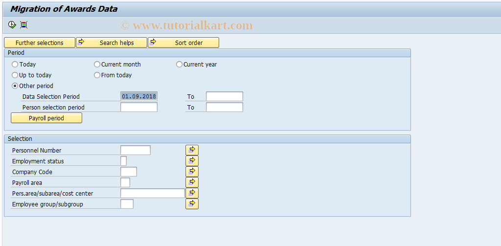 SAP TCode HRUA_MIGRAWARDS - Migration of Awards Data