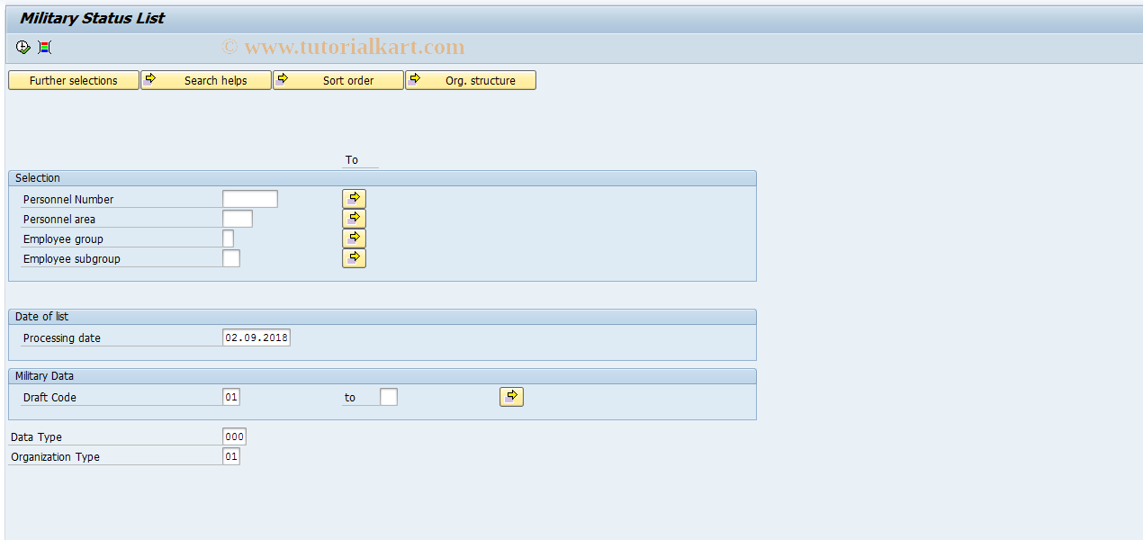 SAP TCode HRUA_MILITARY_LIST - Military Status List