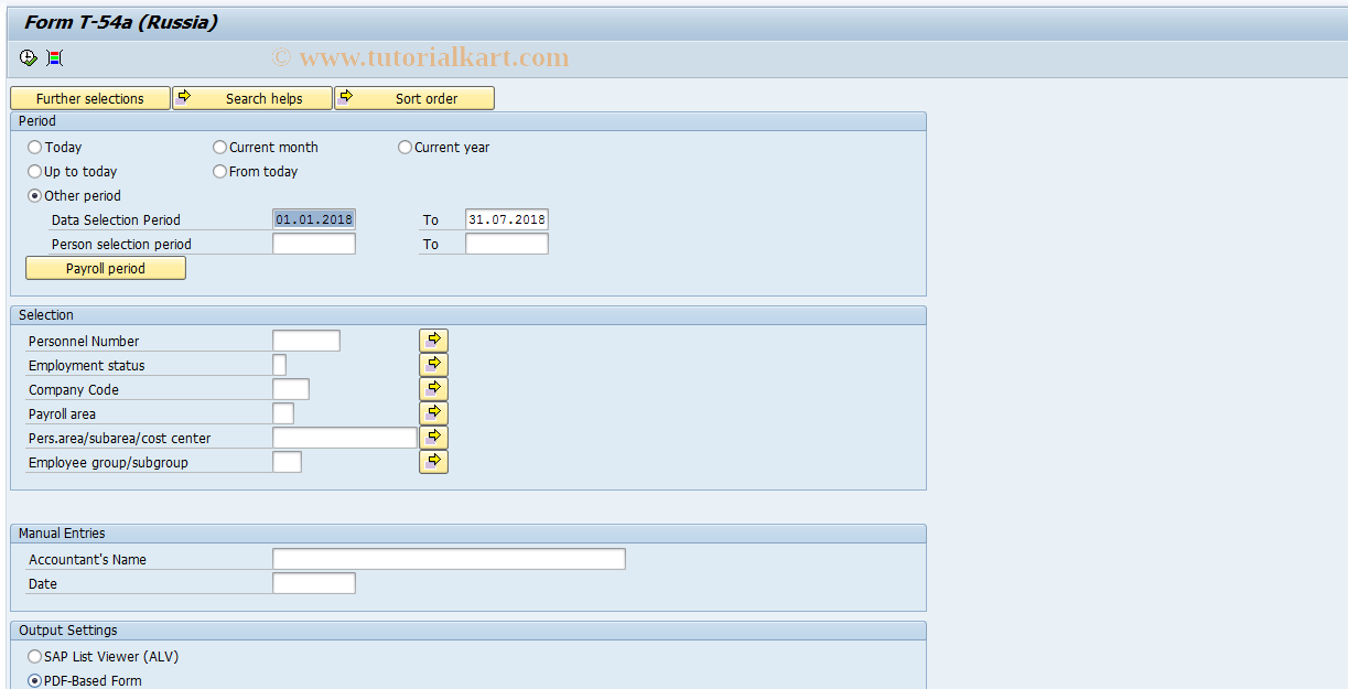 SAP TCode HRUA_T54 - Form T-54a