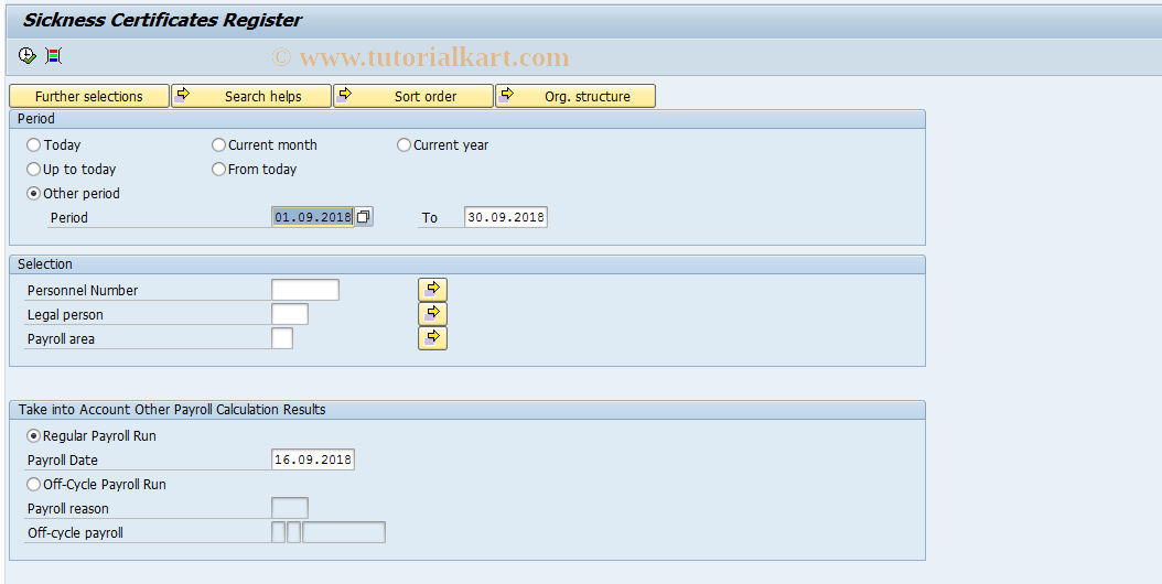 SAP TCode HRULSICK - Sickness Certificates Register