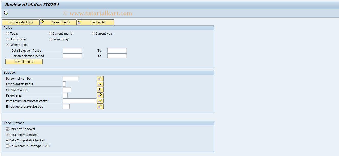 SAP TCode HRUU294T - Status Review for Employment Book