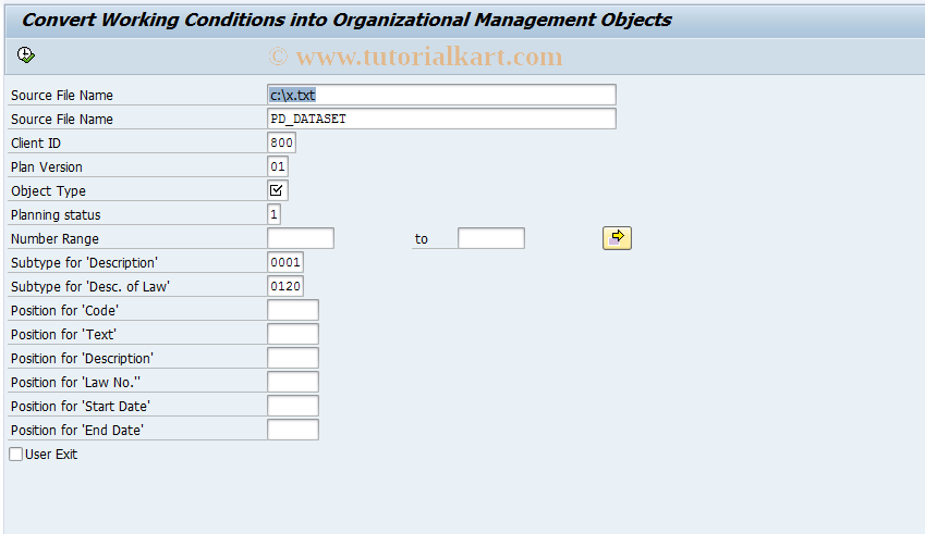 SAP TCode HRUULSP1 - Convert Working Conditions