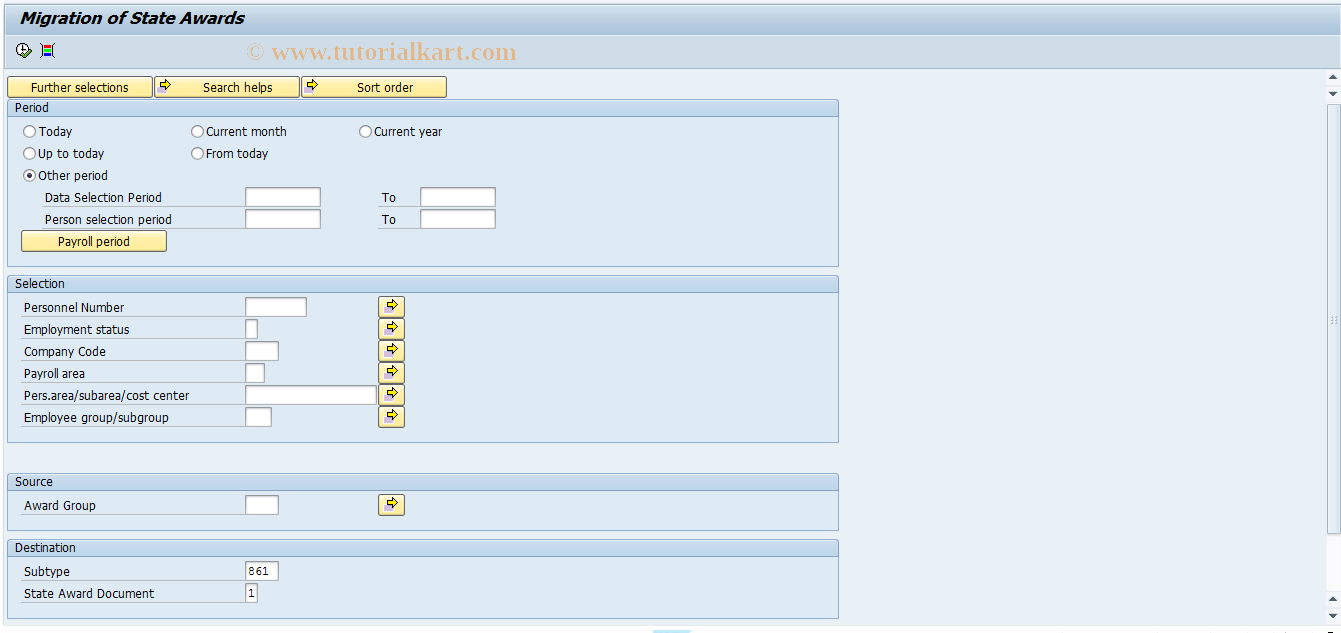 SAP TCode HRUUSAMT - Migration of State Awards