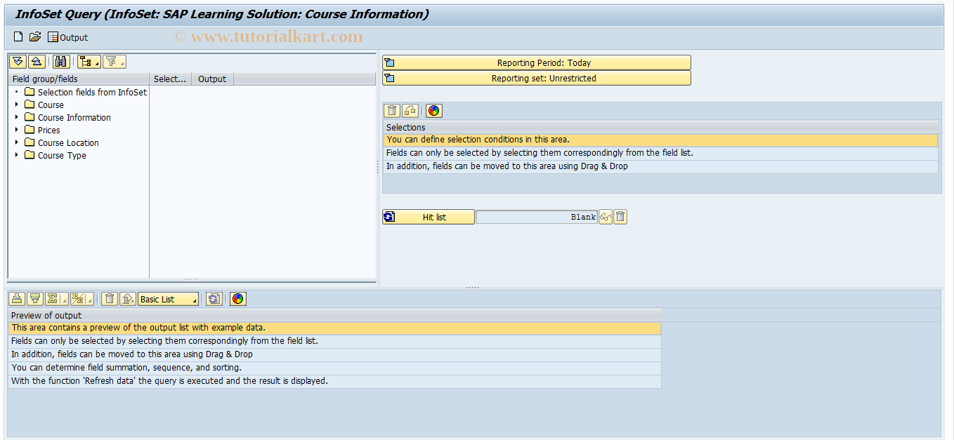 SAP TCode HR_LSO_AD_HOC_QUERY - SAP LSO: Ad Hoc Query (Courses)