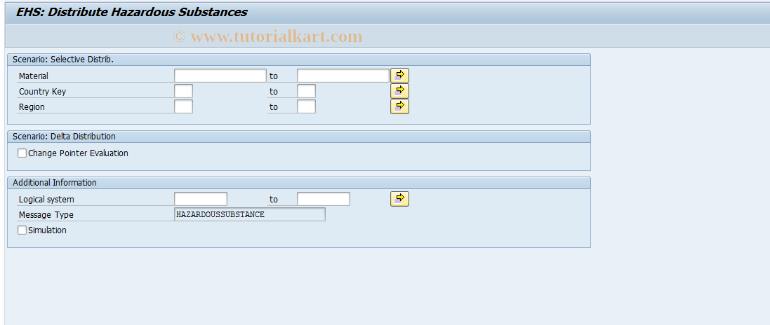 SAP TCode HSMR02 - EHS: Distribute Haz. Substance Master