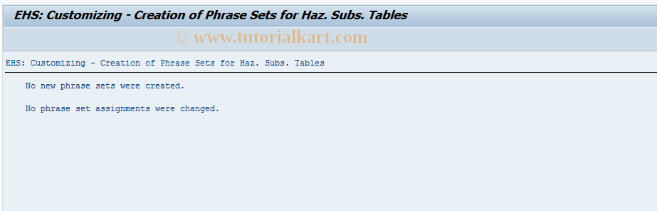 SAP TCode HSMR05 - EHS: Generate Phrase Sets