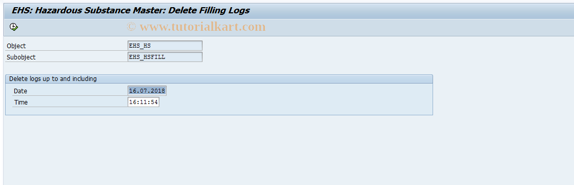 SAP TCode HSMR07 - EHS: Delete Filling Log