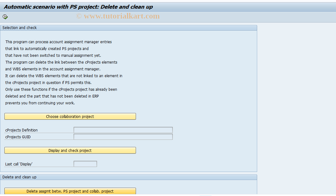 SAP TCode IAOCPRC - Delete and Clean Up