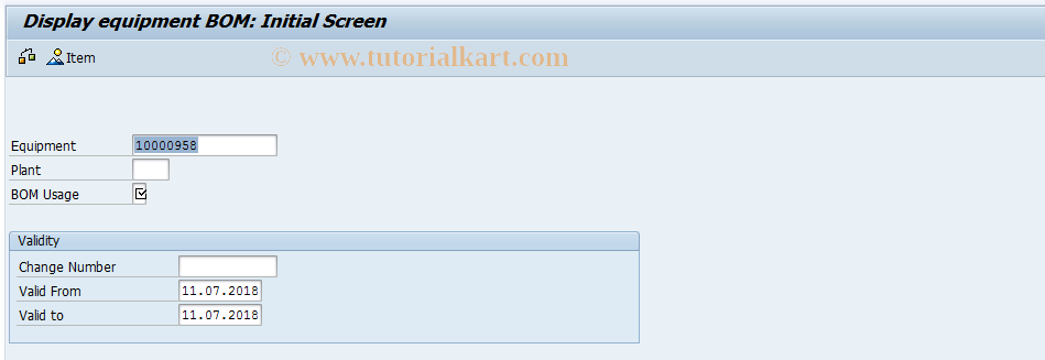 SAP TCode IB03 - Display Equipment BOM