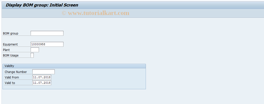 SAP TCode IB06 - Display Equipment BOM Group