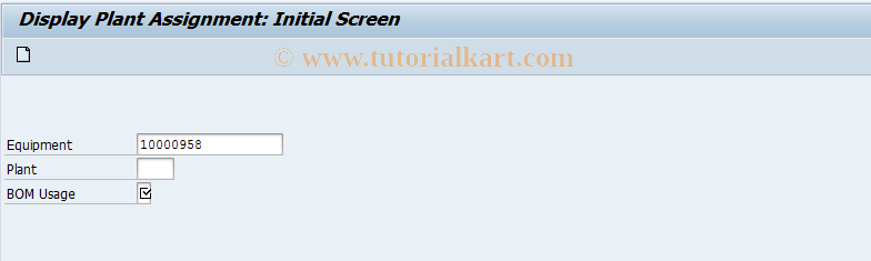 SAP TCode IB09 - Display Equipment BOM Plant Allocation 