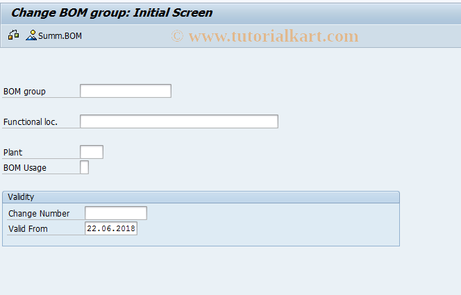 SAP TCode IB15 - Change FunctLocation BOM Group