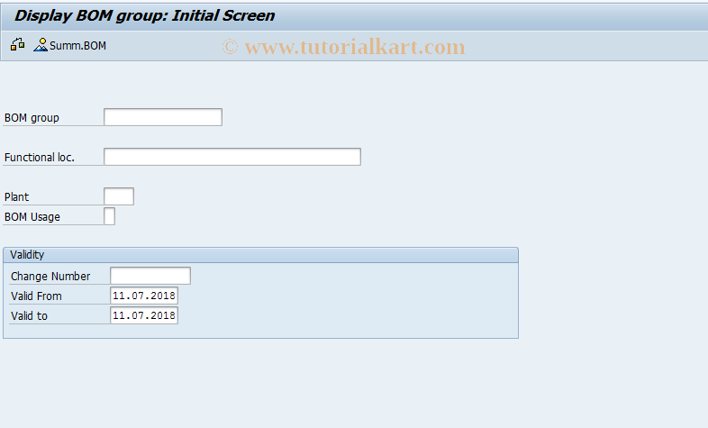 SAP TCode IB16 - Display FunctLocation BOM Group