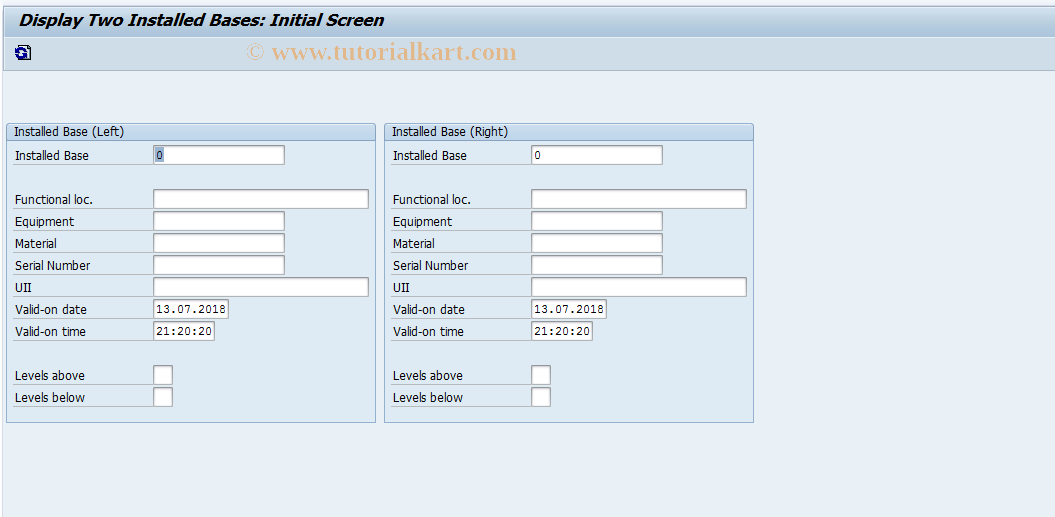 SAP TCode IB55 - Display Two Installations