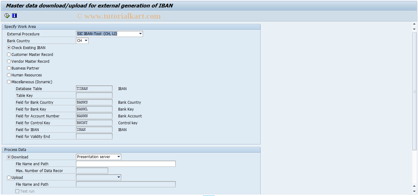 SAP TCode IBANMD - Generate IBAN