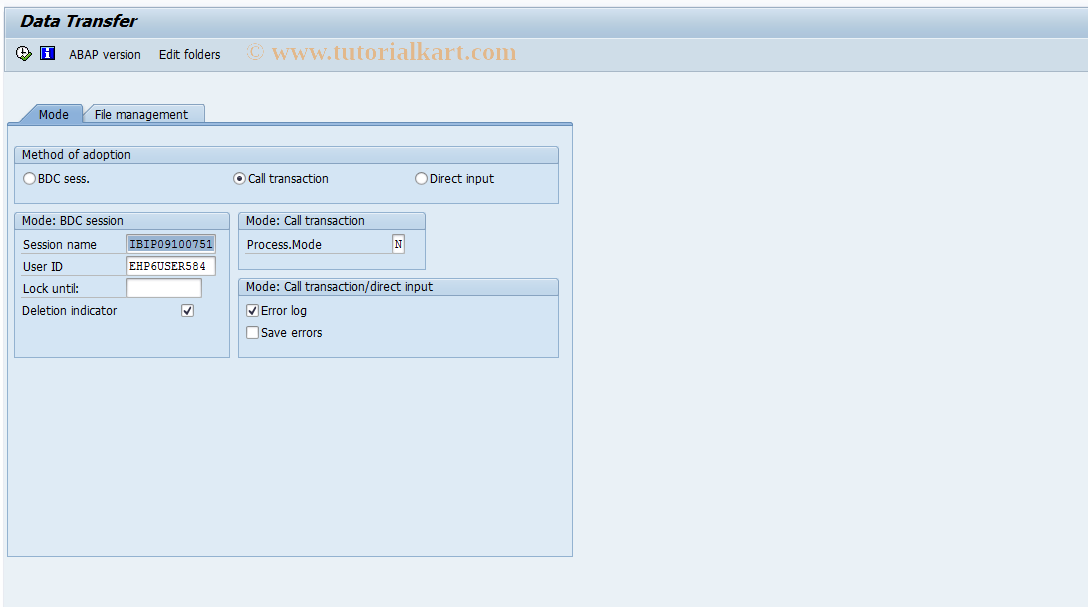 SAP TCode IBIP - PM: Batch Input Utility