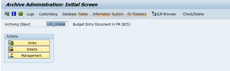 SAP TCode ICLARCH - Archive Claim Data