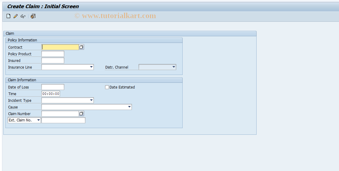 SAP TCode ICLCDC01 - Create Claim (Expert Mode)