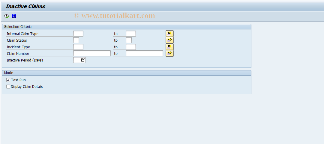 SAP TCode ICLCLAIMINACTIVE - Inactive Claims