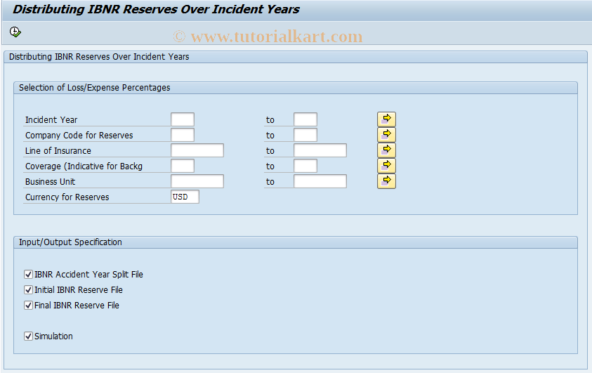 SAP TCode ICLIBNR01 - Calculation of Suppl. Reserves