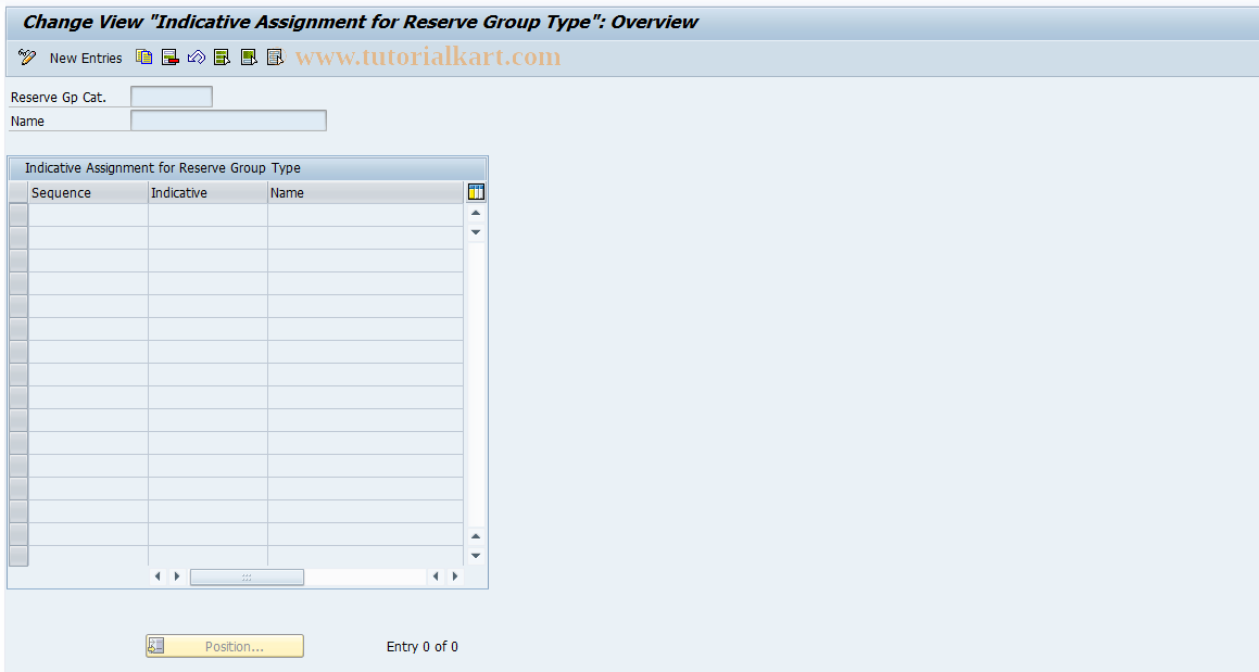 SAP TCode ICLIBNR840 - Reserve Group / Indicatives