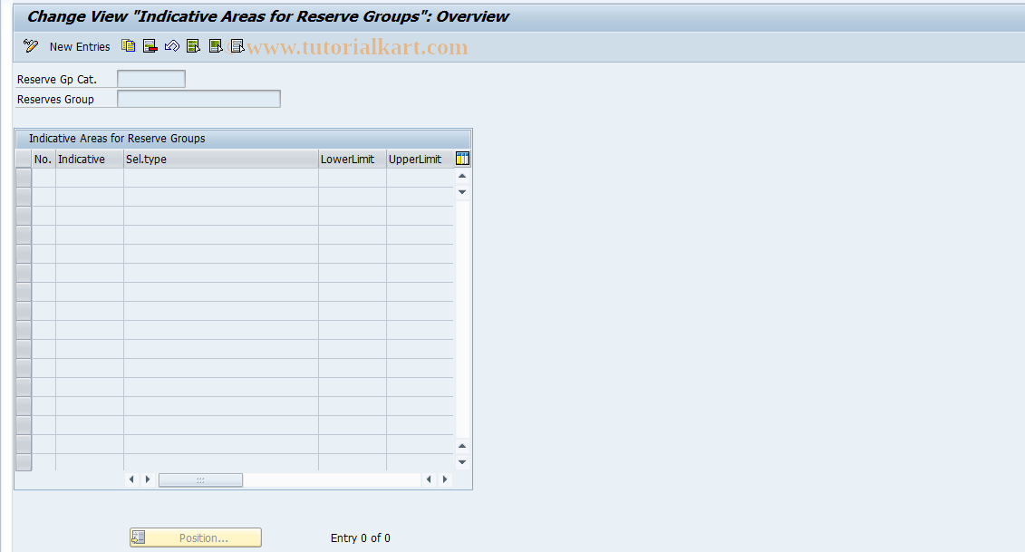 SAP TCode ICLIBNR841 - Reserve Group / Indicatives