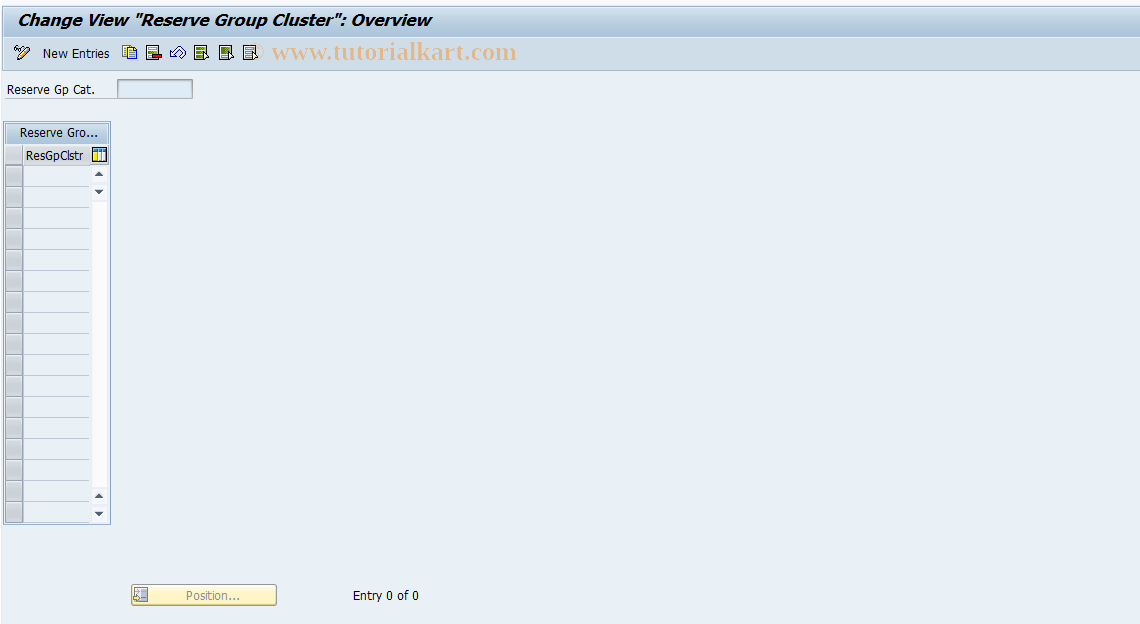 SAP TCode ICLIBNR843 - Reserve Group Cluster