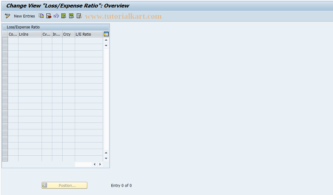 SAP TCode ICLIBNR852 - Loss/Expense Ratio